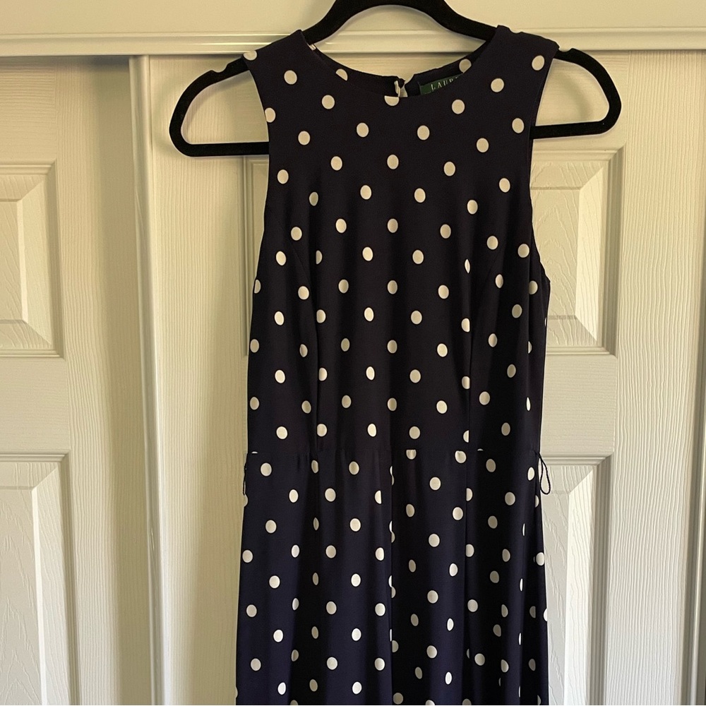 Navy blue polka dot dress